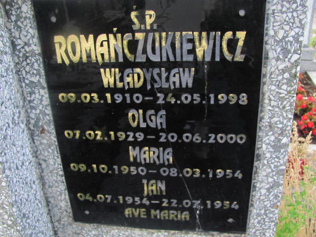 Jan Romańczukiewicz 1954 Oława - Grobonet - Wyszukiwarka osób pochowanych