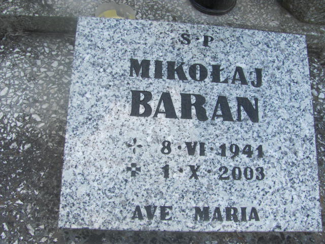 Mikołaj Baran 1941 Oława - Grobonet - Wyszukiwarka osób pochowanych