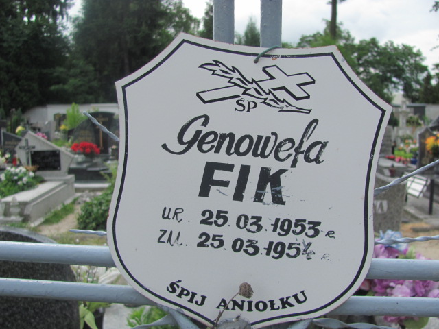 Genowefa Fik 1953 Oława - Grobonet - Wyszukiwarka osób pochowanych
