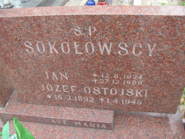 Józef Ostojski 1892 Oława - Grobonet - Wyszukiwarka osób pochowanych