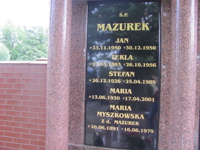 Jan Mazurek 1950 Oława - Grobonet - Wyszukiwarka osób pochowanych