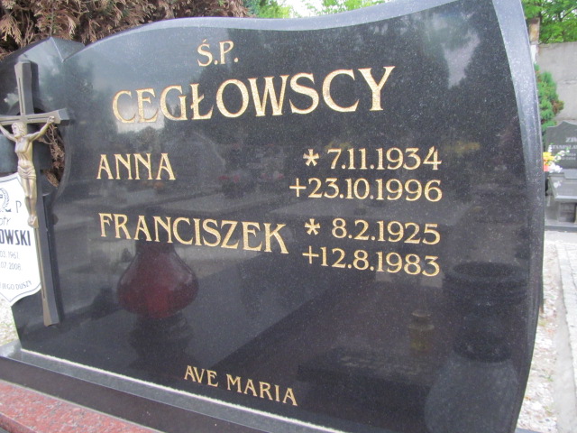 Anna Cegłowska 1934 Oława - Grobonet - Wyszukiwarka osób pochowanych