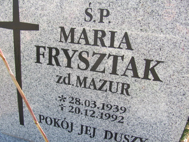 Maria Frysztak 1939 Oława - Grobonet - Wyszukiwarka osób pochowanych